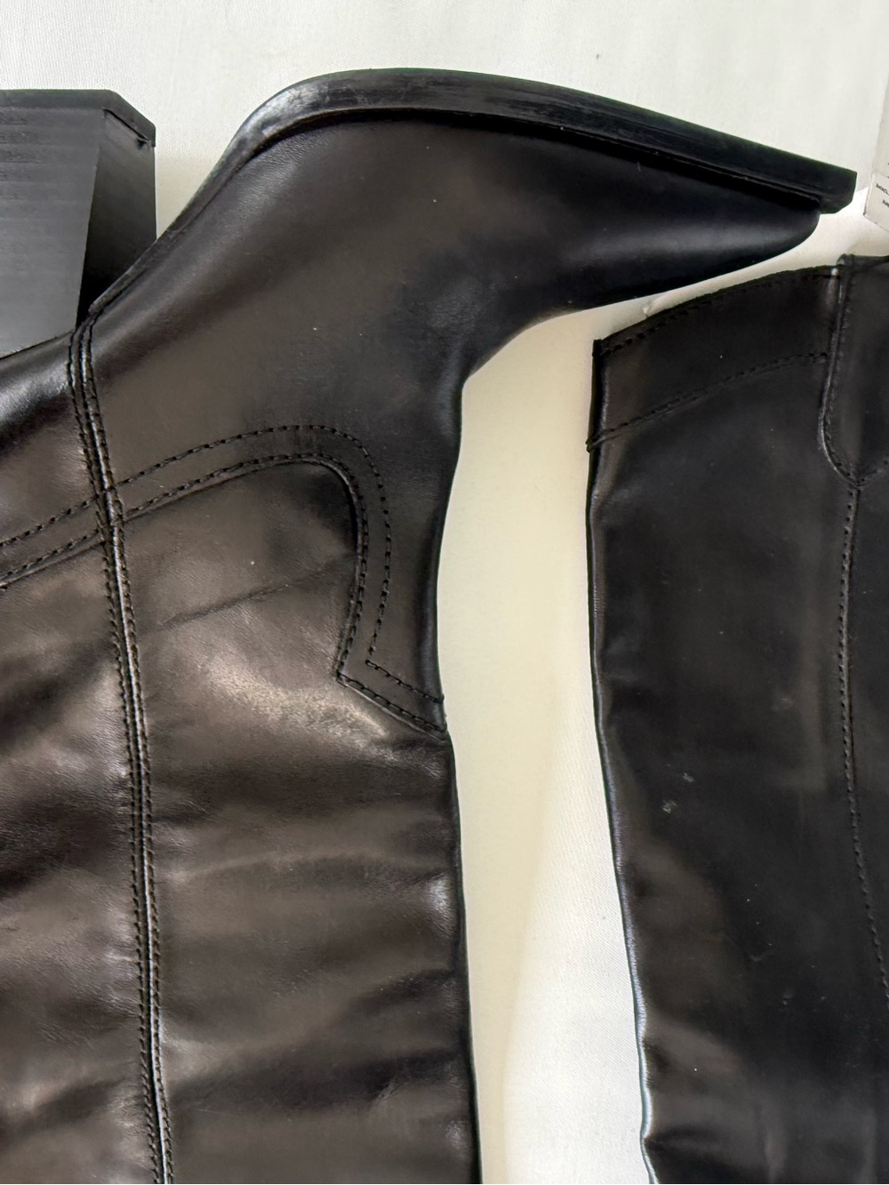 Mango Black Leather Knee-High Women’s cowboy Boots NWT 1114 - Picture 5 of 10
